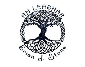 An Leabhar Custom Celtic Tree of Life Rubber Stamp bookplate ex libris