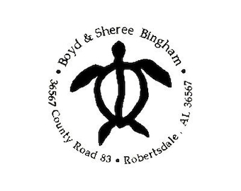 Hawaiian sea Turtle Honu return address custom rubber stamp