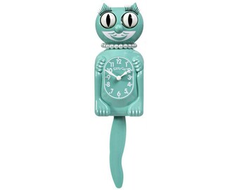 Ocean Waves Retro Green/Blue Miss Kitty-Cat Kit-Cat clock Kat Klock FREE US SHIPPING