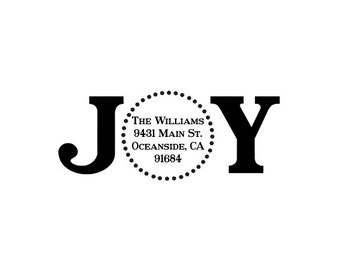 JOY Christmas and Holiday Custom Rubber Stamp