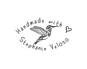 hummingbird handmade with love heart custom Rubber Stamp