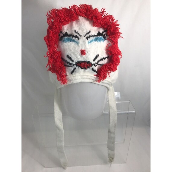 1950s Handmade Clown Knitted Winter Hat VTG Child… - image 2