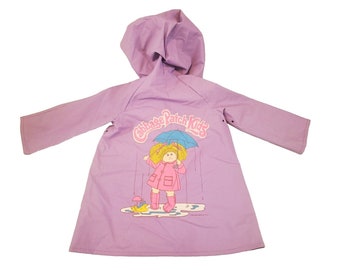 1983 Imperméable fille Cabbage Patch Kids sz 3 3T VTG violet imperméable en vinyle