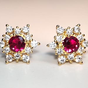 Royal Ruby, Ohrringe, 925 Silver, Lab-grown Ruby