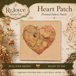 Iron-On Fabric Patch | Canvas & Cotton | Heart Mixed Media