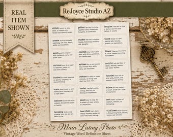 Vintage Dictionary Word Fabric Sheet, Slow Stitch Textile Labels (8x10 inches)