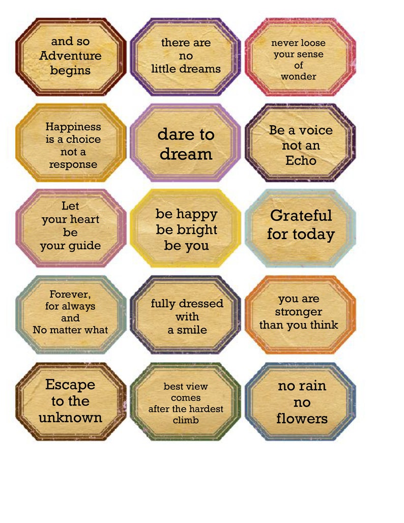 Mixed Media And So the Adventure Begins ** Assorted pack Words printed for you on Fabric or cardstock Inspiration for Junk journal