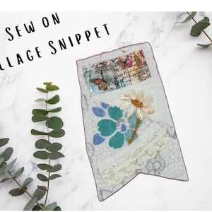 BUTTERFLY| Upcycled Quilt Collage Snippet  | Junk Journal Fabric Patch | Slow Stitch Supply | Shabby Chic Textile