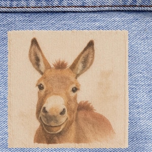 Funny Donkey Patch: Vintage Style Iron-On Appliqué