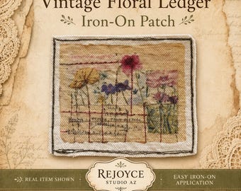 Wildflowers Iron-On Fabric Patch | Botanical | Fabric Applique for Slow Stitch and Mending