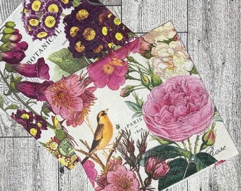 Decoupage Paper Napkins    Decoupage Collage   Mixed Media Supply  8 Random napkins