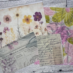Slow Stitch Kit with Random Fabric Scraps & Printed Images – Textile Art, Junk Journal, Collage and Mixed Media Supplies