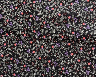 Calico on Dark-Plum Quilting Cotton N442 Blank/1999 By 1/2 Yd