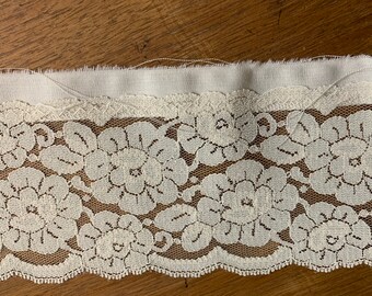 Vintage Nylon Lace repurposed from a tablecloth 3" wide by 36" long #12-2