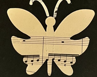 Die Cut Butterfly Set of 12 Tags cut vintage sheet music