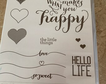 BlowOut Sale Stampin Up  Red Rubber Cling Stamps HELLO LIFE