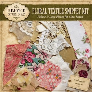 Curated Slow Stitch Kit – Vintage Fabric Scraps, Lace, Buttons