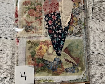 Slow Stitch Textile Sample Kit,  Fabric bits, and Printed images #4