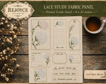 Queen Anne Lace Fabric Panel | 8x10 Printed Textile Sheet, Floral Tags (Slow Stitch Supply)
