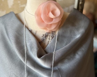 Handmade Pink Organza Flower Choker Necklace