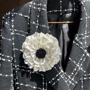 White Anemone Pin Brooch: Handmade Foam Flower Boutonniere