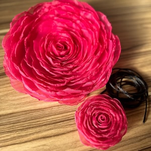 Pink Flower pin, organza pink Rose Floral brooch, Brooch bouquet, medium flower pin, large flower pin, silk flower brooch