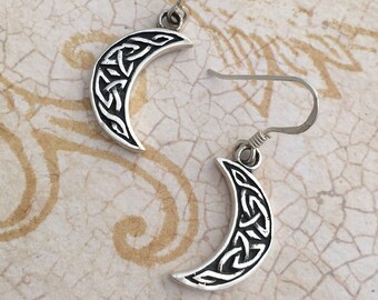 Sterling silver Celtic moon earrings