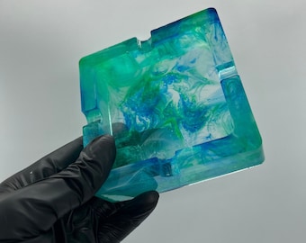 Blue and Green Square Ashtray