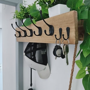 Coat rack, solid wood wall-mounted coat rack, wooden wall shelf, entryway storage, wall shelf