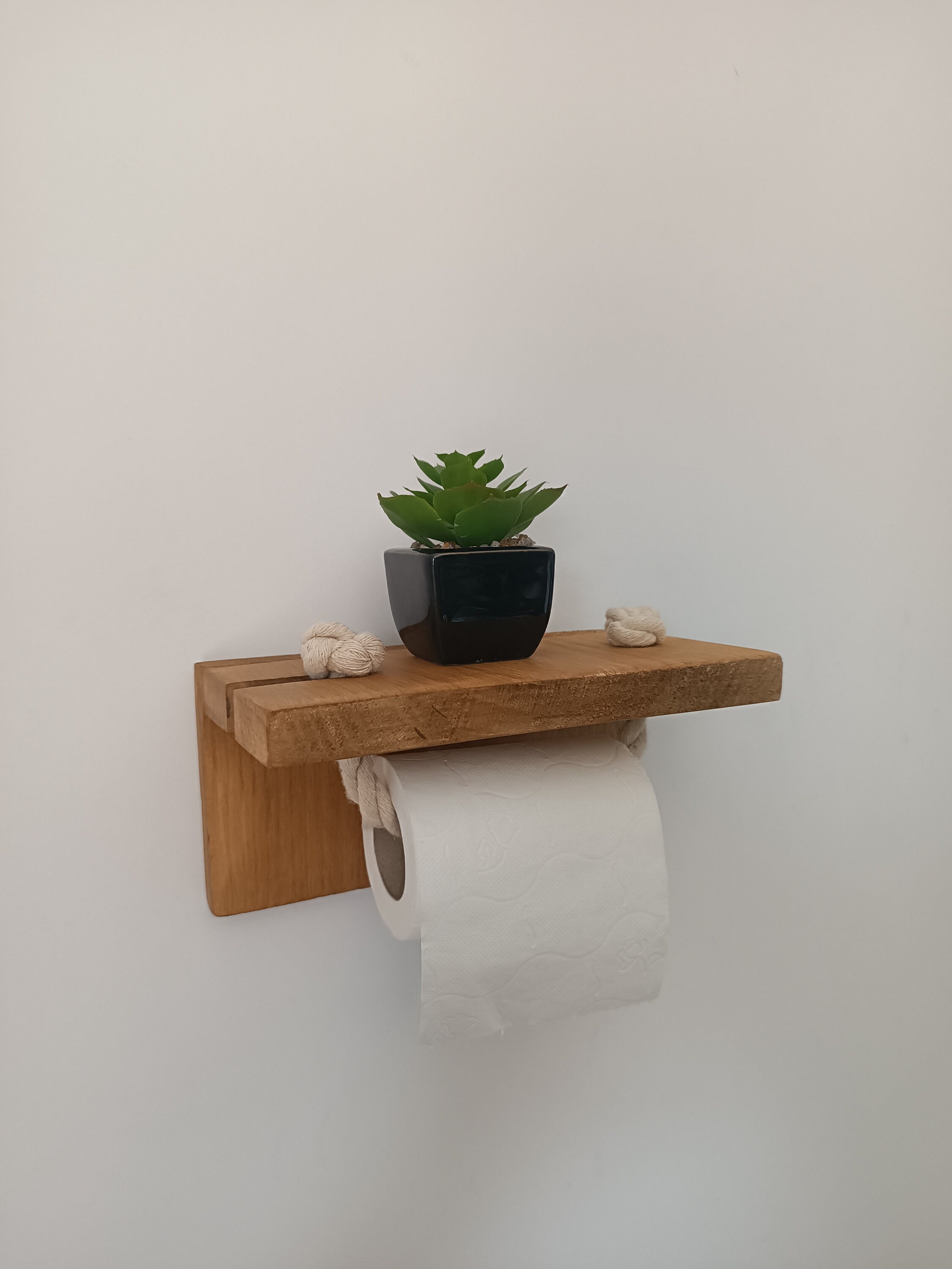 Porte-Papier Toilette Ancien En Bois - Vintage - Fixation Par Crochet - Marron