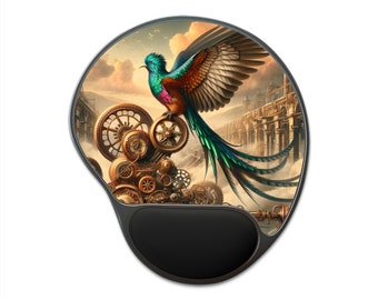 Cassia Rembrandt - Steampunk Quetzal Majesty Mousepad with Wrist Rest