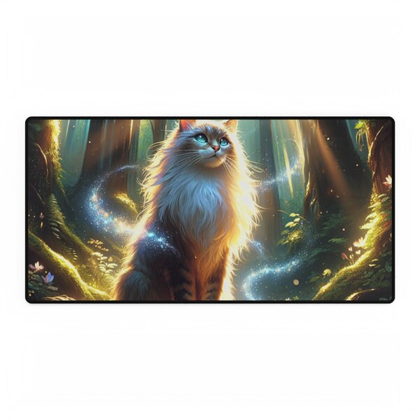 Leonardo Castellani - Enchanted Forest Cat Aura Hyperrealistic Mouse Pad