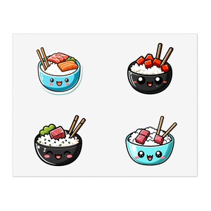 Poke Bowl Sticker Sheet (Cute)
