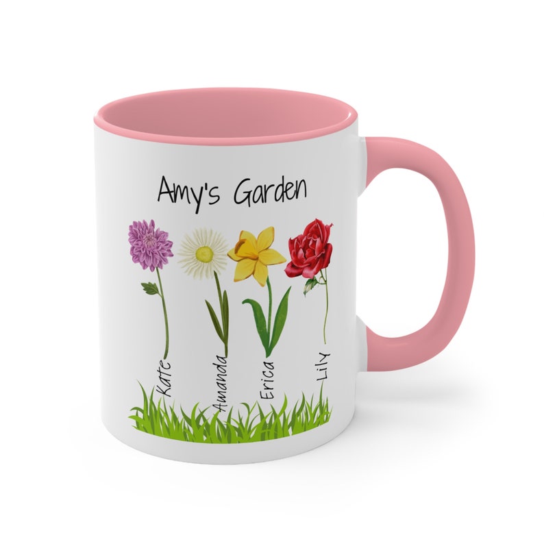 Personalized Birth Flower Mug Giftful birth flower Birth flowers gift for mom Custom Garden Coffee Cup with Name Unique Mom Coffee Mug zdjęcie 7