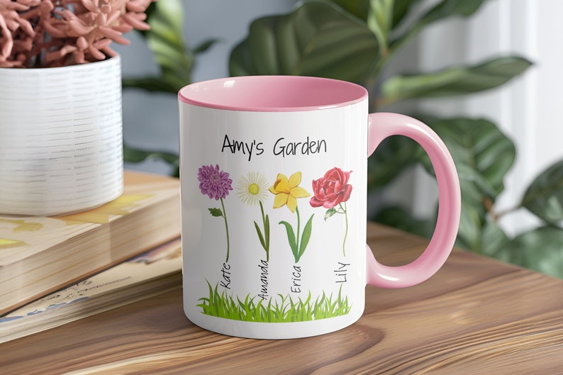 Personalized Birth Flower Mug Giftful birth flower Birth flowers gift for mom Custom Garden Coffee Cup with Name Unique Mom Coffee Mug zdjęcie 1