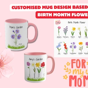 Personalized Birth Flower Mug Giftful birth flower Birth flowers gift for mom Custom Garden Coffee Cup with Name Unique Mom Coffee Mug zdjęcie 9