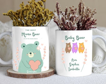 Customized Mama bear Mug Perfect Mothers Day Gift Unique Ceramic Coffee Cup Mothers day gift for mom, Cute gift for mum Bear mug