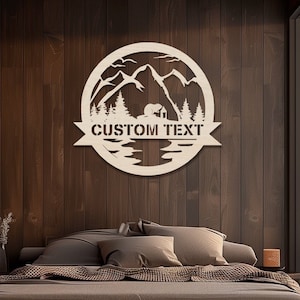 Cartello in legno di castoro personalizzato • Decorazione da parete in legno personalizzata • Decorazione da parete per casa nella foresta • Pannello da parete per interni ed esterni • Targa per montagna con animali