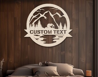 Personalized Beaver Wood Sign • Custom Wooden Wall Art • Forest House Wall Hanging • Indoor Outdoor Wall Panel • Animal Mountain Plaque