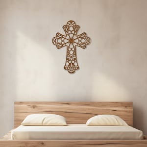 Kreuz Holzschild • Religiöse Holzwandkunst • Handgefertigtes Sperrholz Wandbehang • Indoor Outdoor Wanddekoration • Christlich-Katholische Geschenke