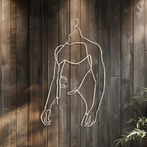 Naked Man Wood Sign • Male Body Wooden Wall Art • Plywood Minimalist Wall Sculpture • One Line Art • Indoor & Outdoor Use Wall Decoration