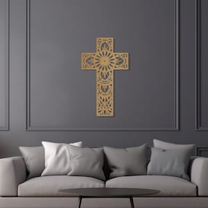 Individuelles Kreuz Holzschild • Religiöse Wandkunst aus Holz • Handgefertigter Wandbehang aus Sperrholz • Wanddekoration für drinnen und draußen • Christlich-katholische Geschenke