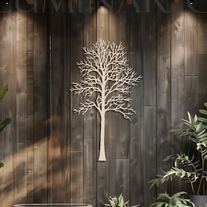Insegna in legno dell'albero della vita • Arte decorativa da parete in legno • Scultura di albero in compensato • Decorazione da parete per uso interno ed esterno • Decorazione da parete forestale personalizzata
