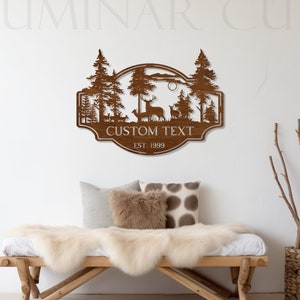 Targa in legno di cervo personalizzata • Decorazione da parete in legno foresta personalizzata • Decorazione da parete in compensato • Decorazione da parete per uso interno ed esterno • Targa con nome del cacciatore