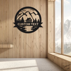 Cartello personalizzato per casa di montagna • Decorazione da parete in legno personalizzata • Decorazione da parete per casa nella foresta • Decorazione murale per uso interno ed esterno • Cartello per rifugio