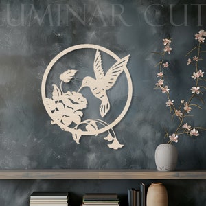Humming Bird Wood Sign • Custom Wooden Wall Art • Plywood Sculpture Wall Hanging • Indoor & Outdoor Use Wall Decor • Decorative Animal Panel