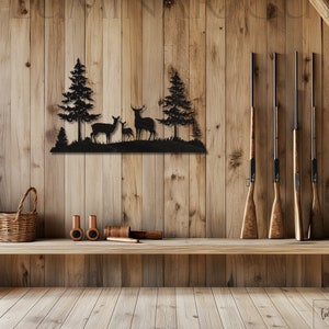 Cartello in legno di cervo personalizzato • Arte murale in legno della foresta personalizzata • Decorazione murale in compensato • Decorazione murale per uso interno ed esterno • Cartello per cacciatore