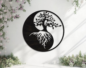 Ying Yang Tree Of Life Wood Wall Art • Mandala Wooden Sign • Handmade Plywood Sculpture • Indoor Outdoor Decor • Decorative Geometry Panel