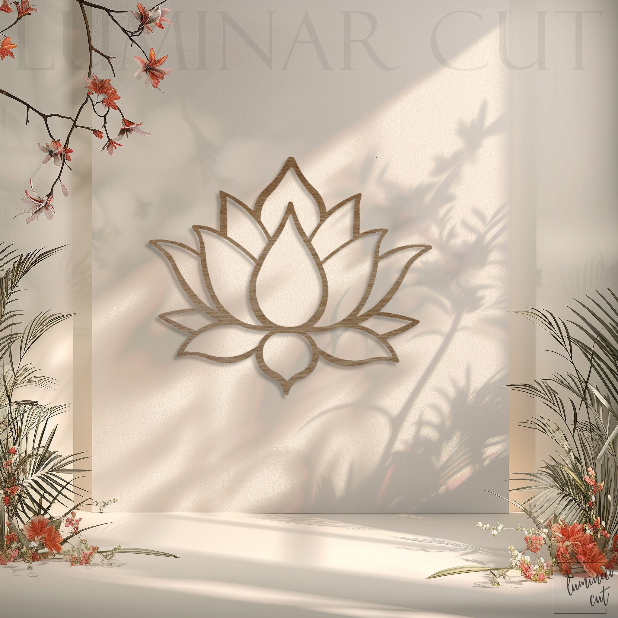 Lotus Flower Wood Wall Art • Yoga Wooden Sign • Handmade Plywood Sculpture • Indoor & Outdoor Use Wall Decor • Decorative Geometry Panel