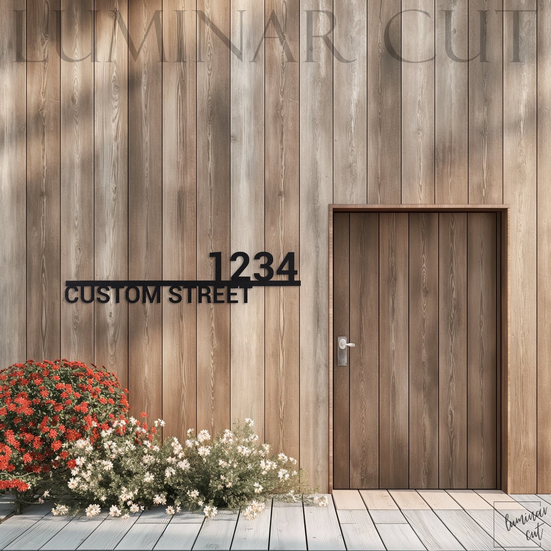 Personalized Wood Address Plaque • Custom Wooden Door Sign • Minimalist ...